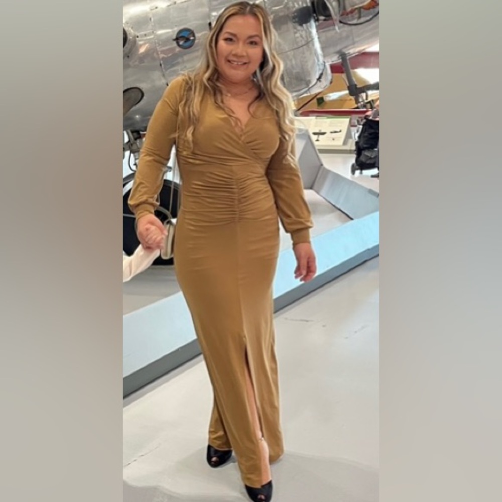 Gold long sleeve maxi dress